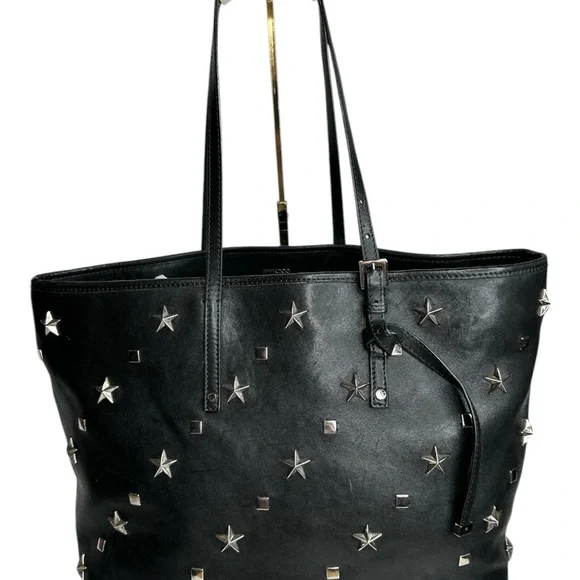 Jimmy Choo Black Leather Studded Handbag & Shoulder Bag, Tote Bag - Picture 5 of 16